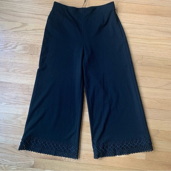 NWT LE GALI Crochet Lace Trim Cropped Wide Leg Lyle Pants Size Small Boho Hippie - Picture 3 of 13